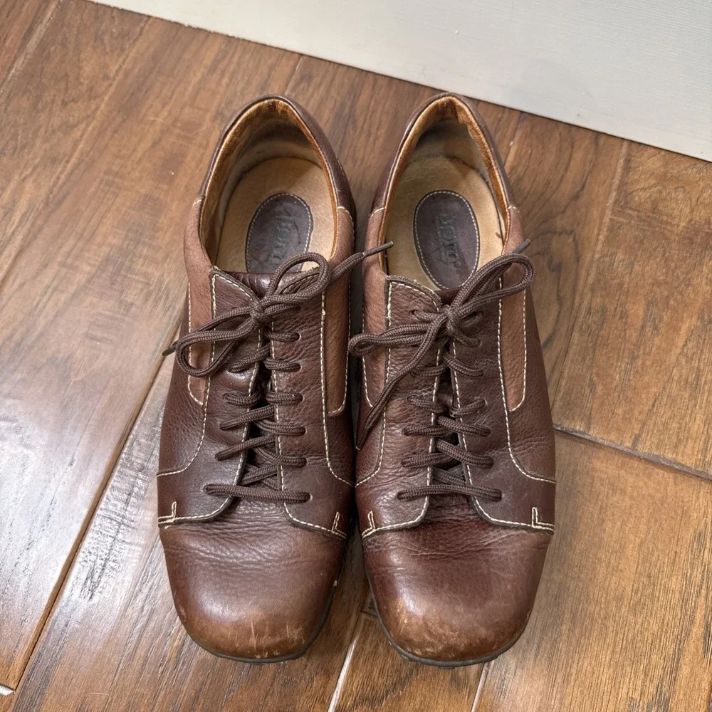 Born Leather Oxford Loafer Lace Up Shoes Men's 12 Brown Comfort Casual Workwear